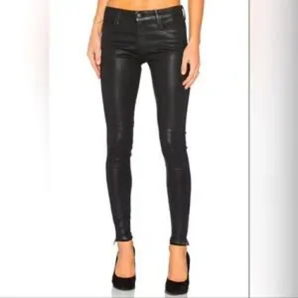 Weslin + Grant Size 25 "The Greaser" Skinny Coated Black Jeans, Gently Used Cond